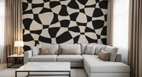 Wavy Monochrome Geometry Wall Mural