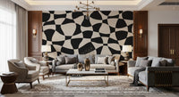 Wavy Monochrome Geometry Wall Mural