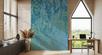 Ethereal Cascading Leaves in Soft Blue Wall Mural