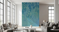 Ethereal Cascading Leaves in Soft Blue Wall Mural