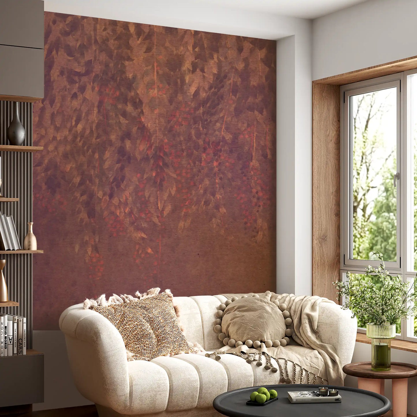Rustic Berry Trail Botanical Art Wall Mural
