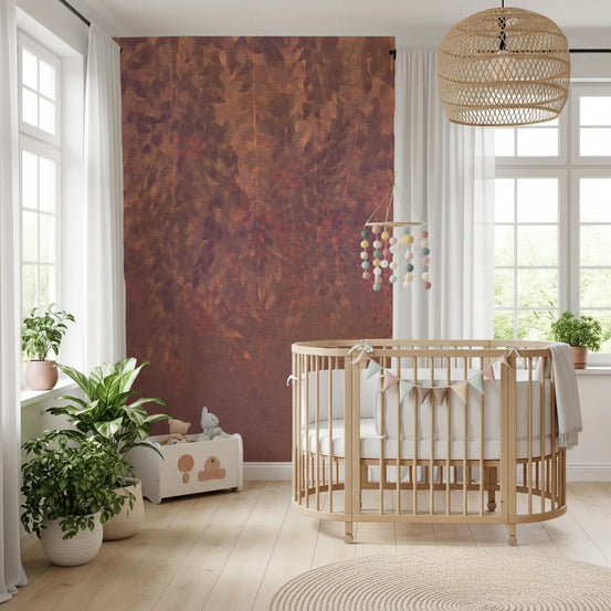 Cosy kids room in a rustic berry trail from a botanical wall mural GD11302