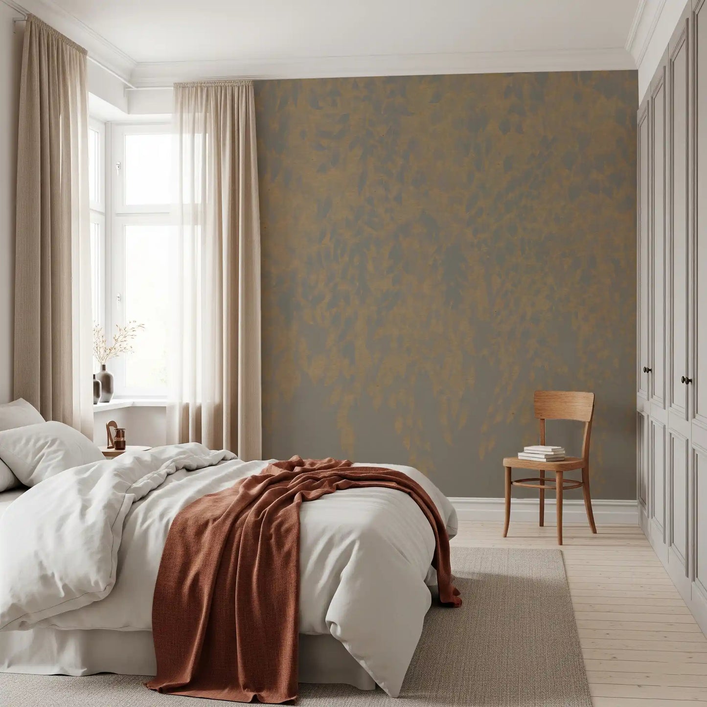 Ethereal Willow Cascade in Neutral Tones Wall Mural