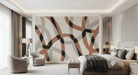 Minimalist Charcoal and Clay Arcs Wall Mural