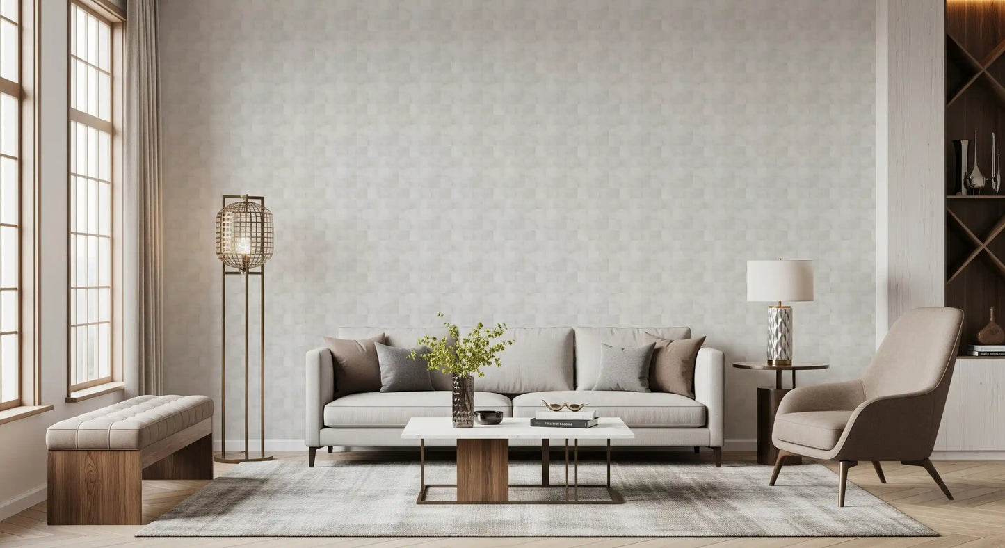 Zellige Style Square Tiles - Ghost Wallpaper⁠