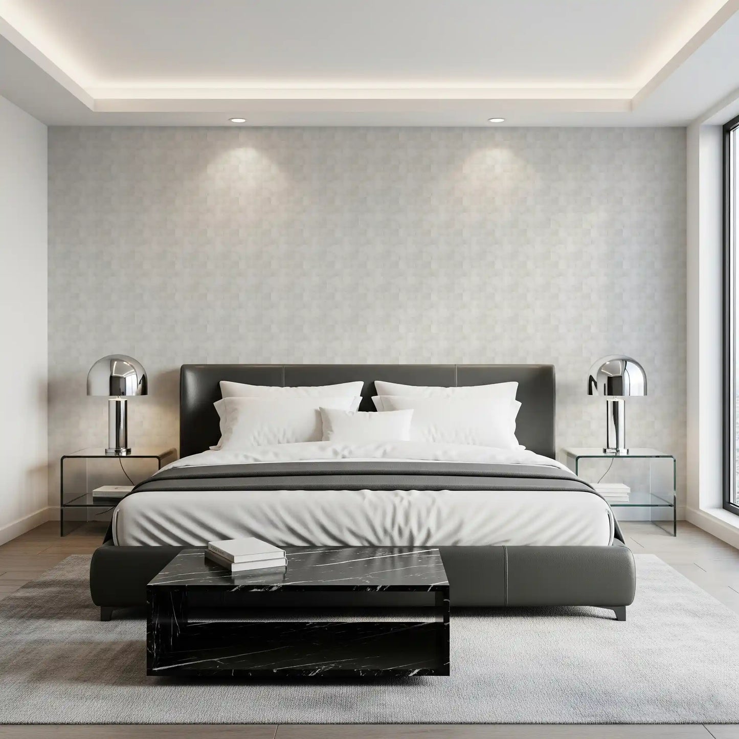 Zellige Style Square Tiles - Ghost Wallpaper⁠