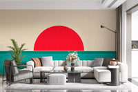 Minimalist Red Sun Seascape Wall Mural