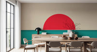 Minimalist Red Sun Seascape Wall Mural