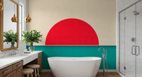 Minimalist Red Sun Seascape Wall Mural