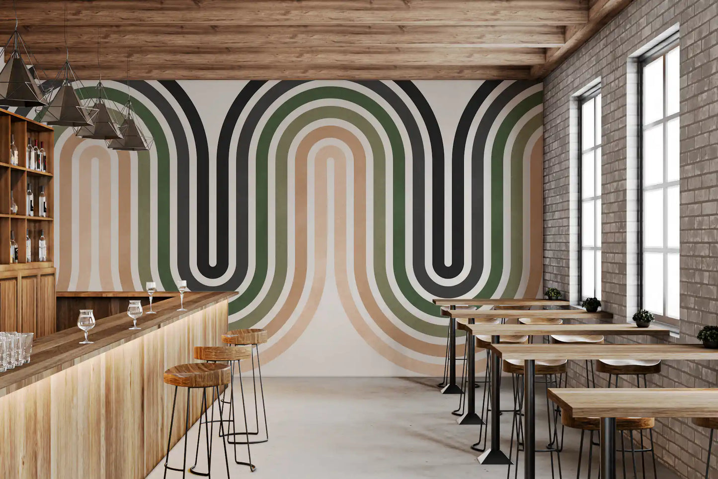 Abstract Earthy Wave Arches Wall Mural