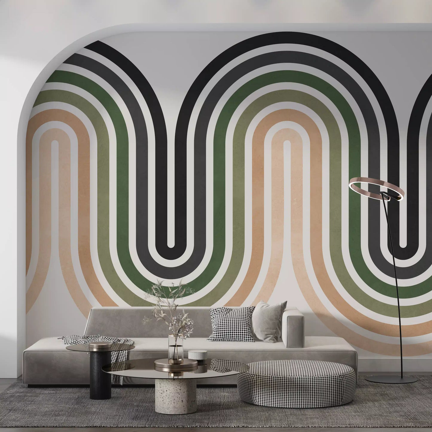 Abstract Earthy Wave Arches Wall Mural