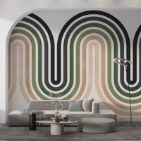 Abstract Earthy Wave Arches Wall Mural