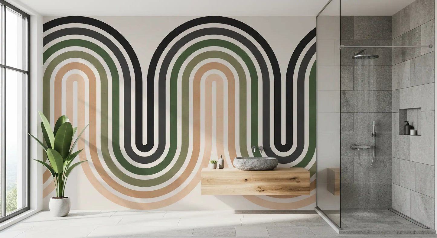 Abstract Earthy Wave Arches Wall Mural