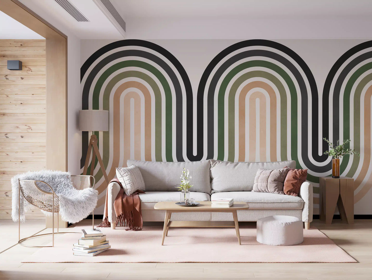 Abstract Earthy Wave Arches Wall Mural