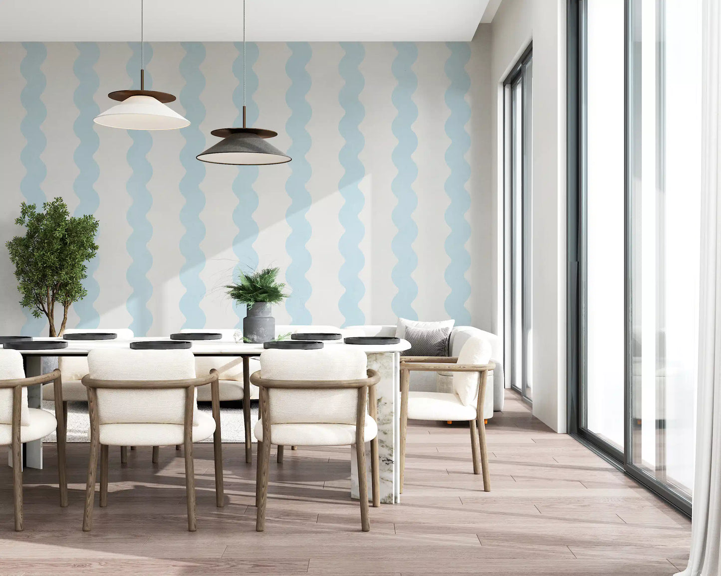 Coastal Breeze Vertical Lines Wall Mural