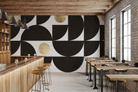 Abstract Gold Sunburst Monochrome Art Wall Mural