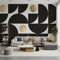 Abstract Gold Sunburst Monochrome Art Wall Mural