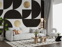 Abstract Gold Sunburst Monochrome Art Wall Mural