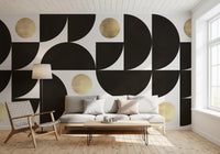 Abstract Gold Sunburst Monochrome Art Wall Mural