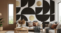 Abstract Gold Sunburst Monochrome Art Wall Mural