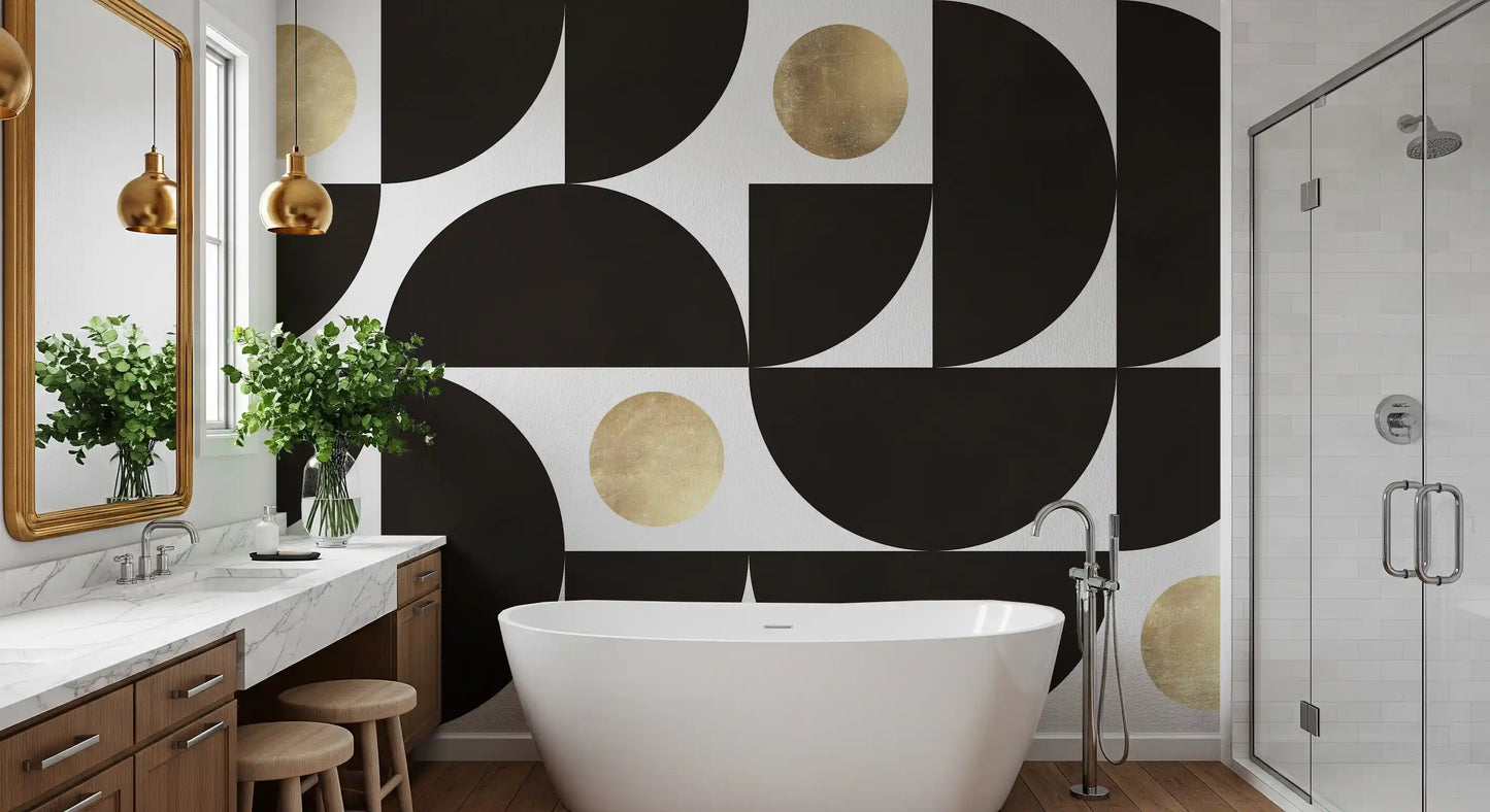 Abstract Gold Sunburst Monochrome Art Wall Mural