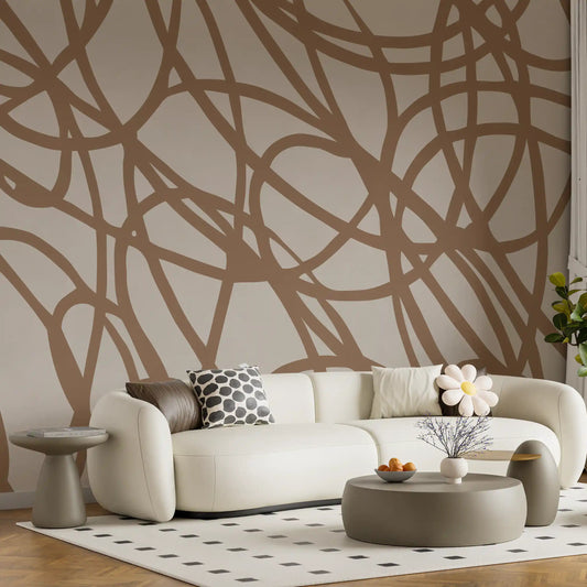 Modern wall mural wrapping a Living room in abstract swirl patterns GD11316