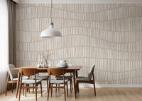 Minimalist Wavy Vertical Lines in Taupe Wall Mural
