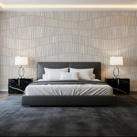 Minimalist Wavy Vertical Lines in Taupe Wall Mural