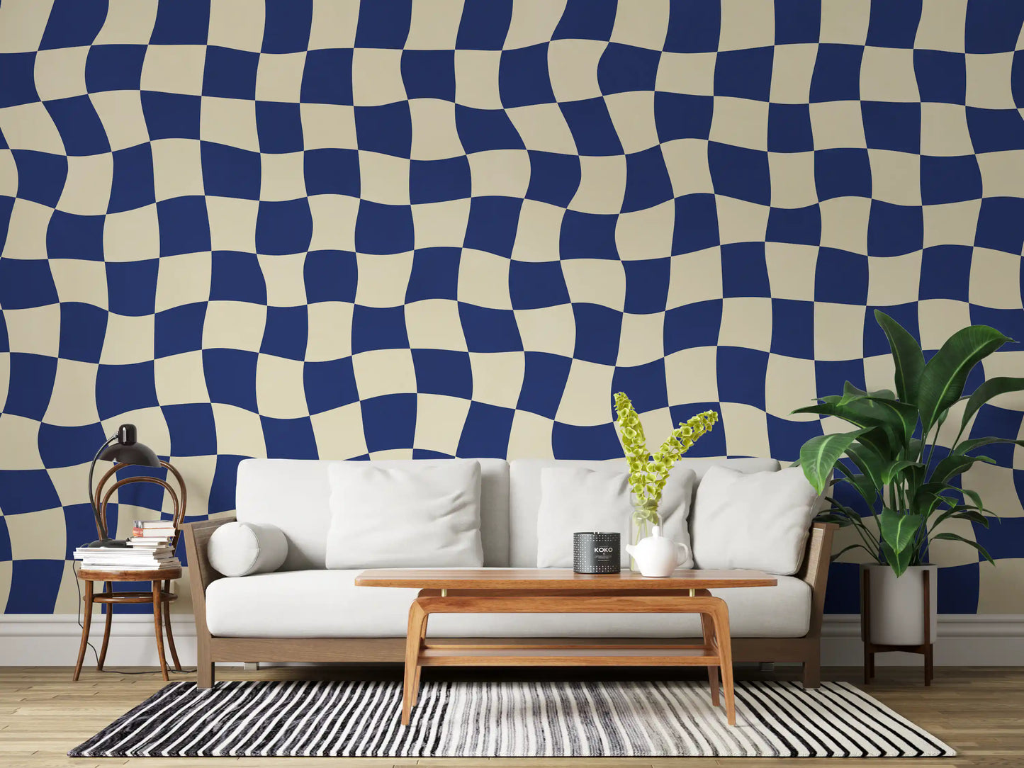 Retro Fluid Checkerboard Wall Mural