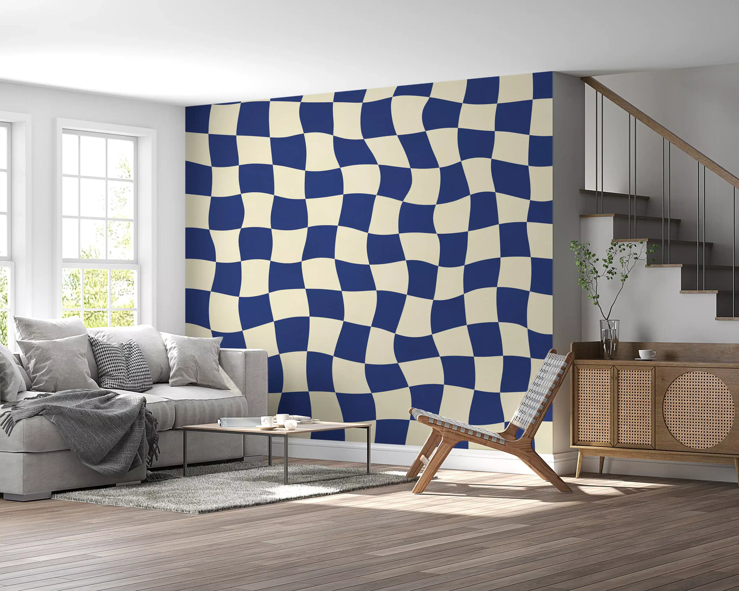 Retro Fluid Checkerboard Wall Mural