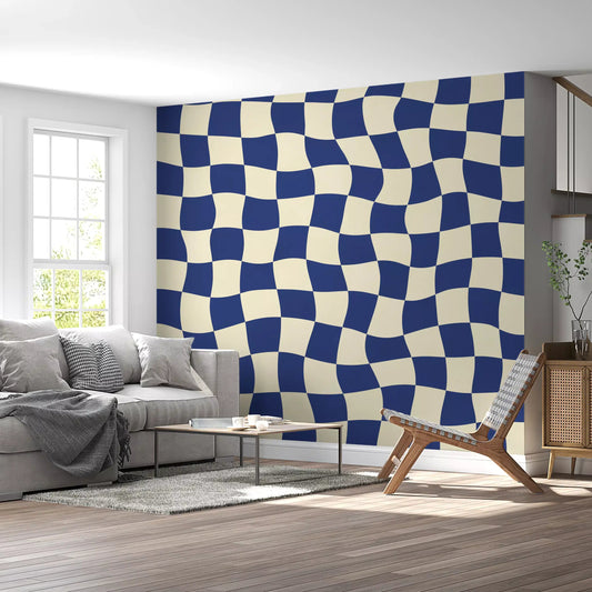 Dynamic geometric wall mural with ripple square pattern GD11319