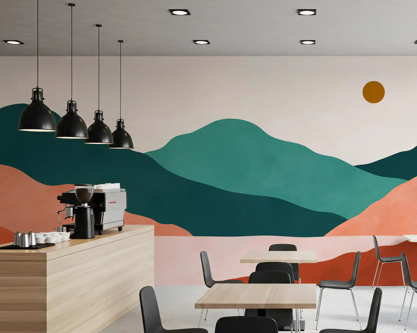 Abstract Terracotta and Teal Range Wall Mural