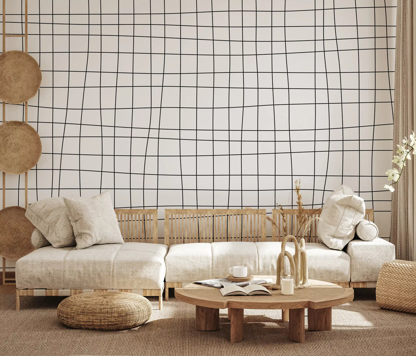 Minimalist Soft Grid Check Wall Mural