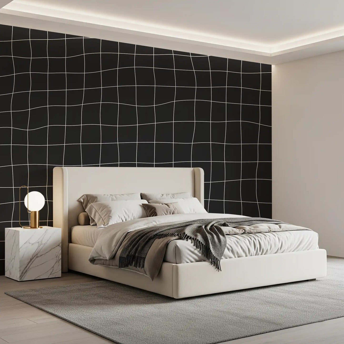 Subtle Charcoal Grid Pattern Wall Mural