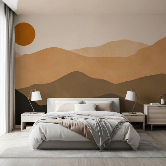 Modern Bedroom canyon wall mural showcasing bold geometric landforms GD11333