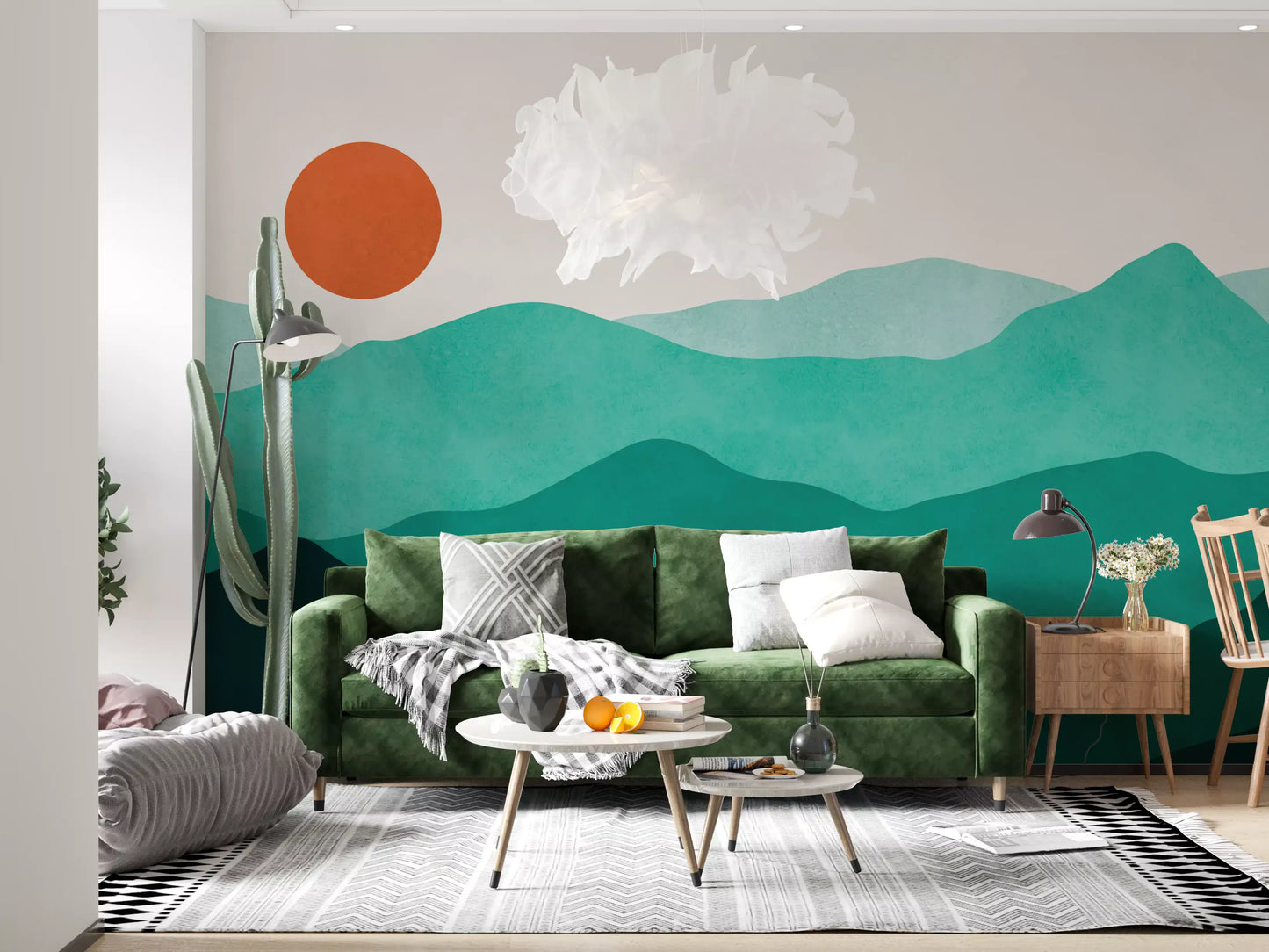 Abstract Sunlit Mountain Peaks Wall Mural