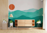 Abstract Sunlit Mountain Peaks Wall Mural