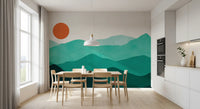 Abstract Sunlit Mountain Peaks Wall Mural