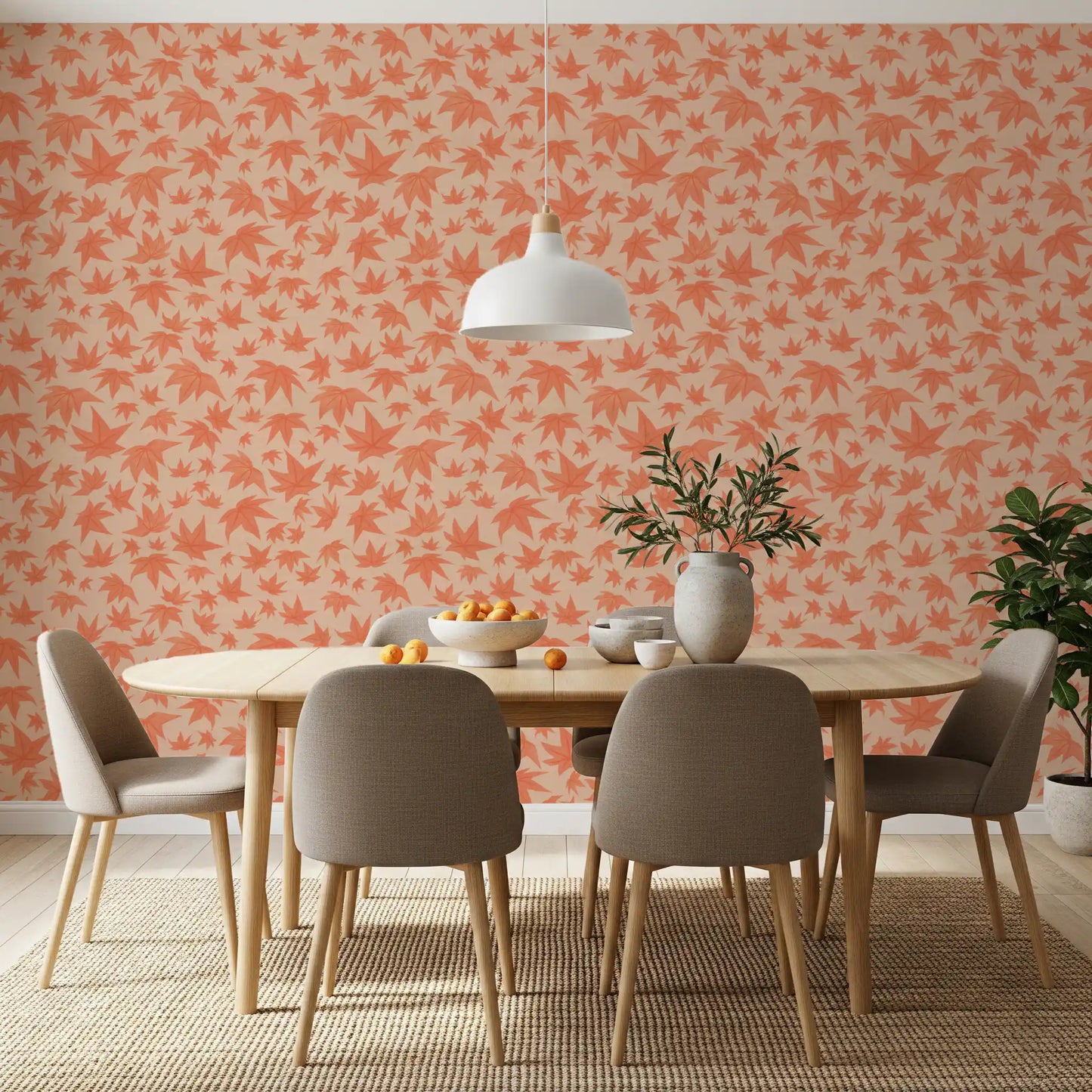 Japanese Maple Leaves - Soft Corals Wallpaper⁠