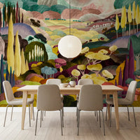 Modern landscape wallpaper with expressive colour-rich natural forms GD11356
