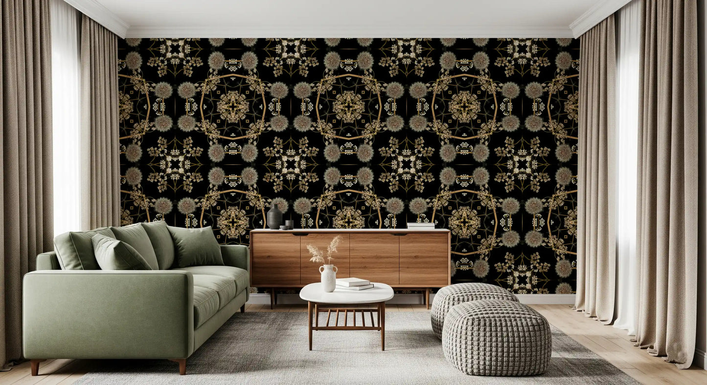 Midnight Dandelion Mandala Wallpaper⁠