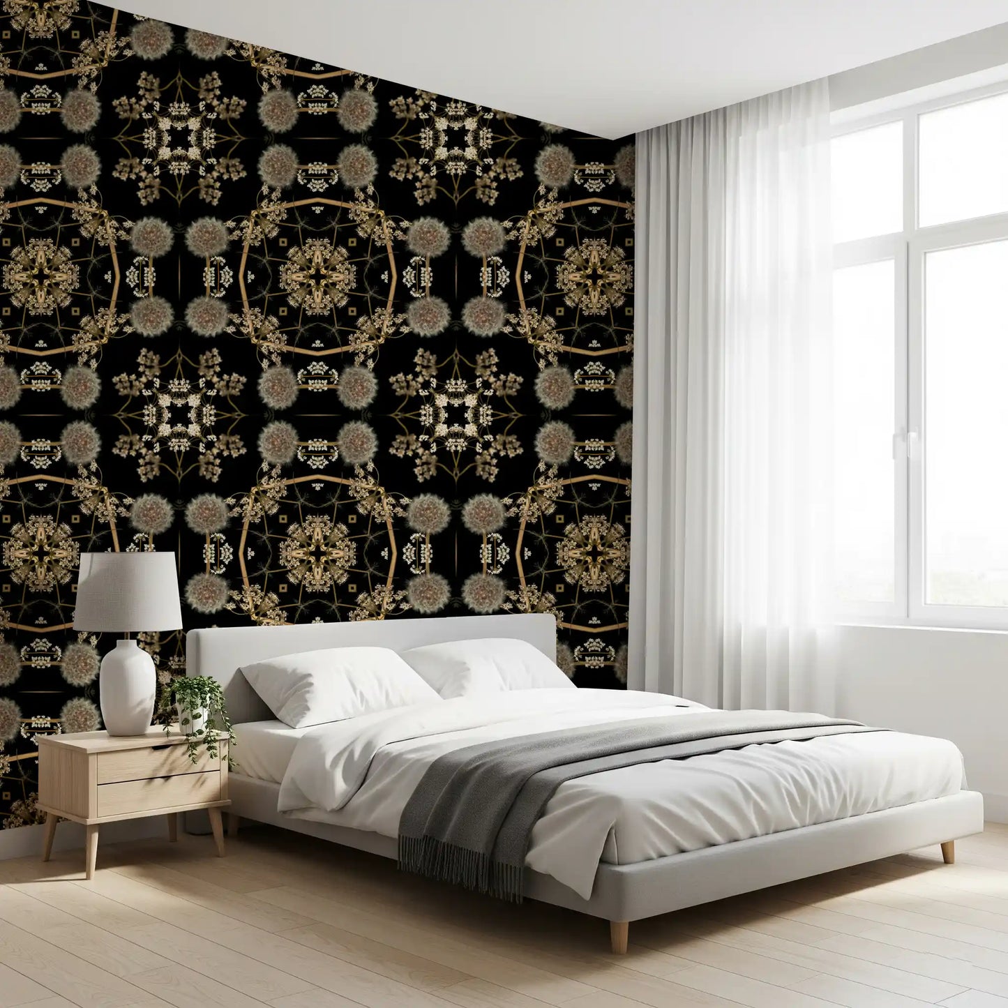 Midnight Dandelion Mandala Wallpaper⁠