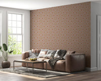 Terracotta Geometric Starburst Tile Pattern Wallpaper⁠