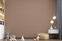 Terracotta Geometric Starburst Tile Pattern Wallpaper⁠