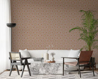 Terracotta Geometric Starburst Tile Pattern Wallpaper⁠
