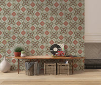 Rustic Geometric Weathered Wood Wallpaper⁠