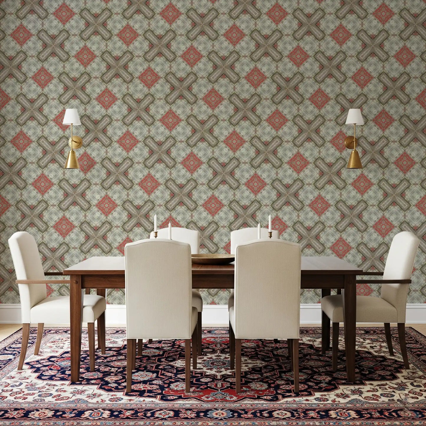 Rustic Geometric Weathered Wood Wallpaper⁠