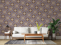Rustic Diamond Lattice Mosaic Wallpaper⁠