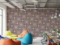 Rustic Diamond Lattice Mosaic Wallpaper⁠