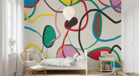 Playful Scribble and Shape Pattern Wall Mural